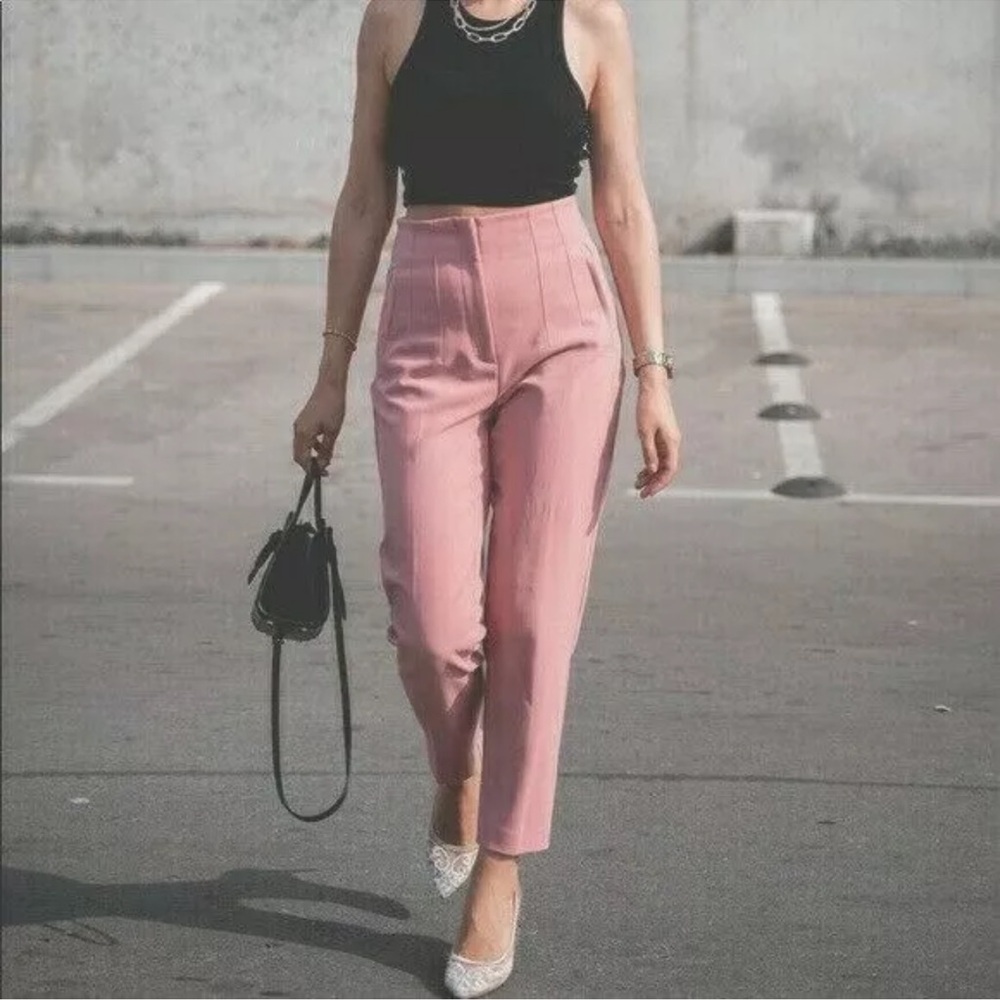 Women's Pink High-Waisted Pants